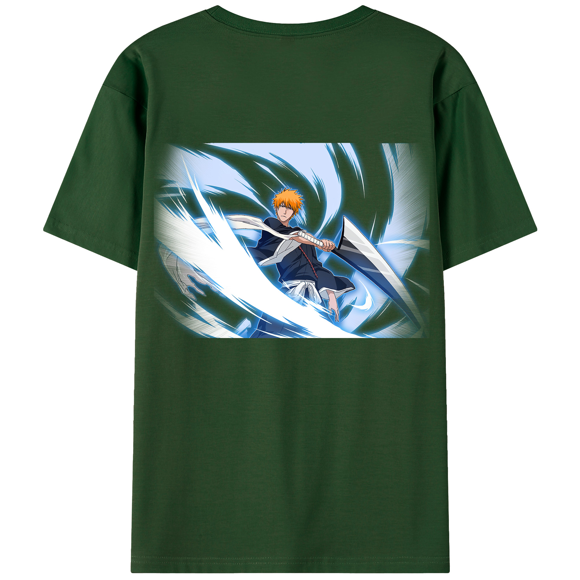 （画像用） ブリーチ 黒崎一護（くろさき いちご）BLEACH Kurosaki Ichigo 綿100％半袖Tシャツ（背面プリント）